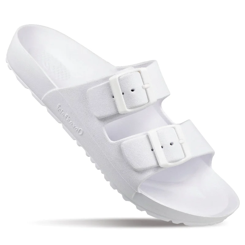 Walkaroo Men Slip On Slide Sandals  - WC4808 White