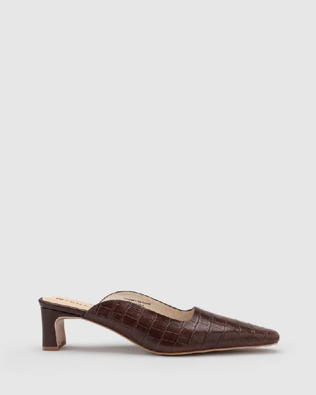 Zena Mule - Brown Croc