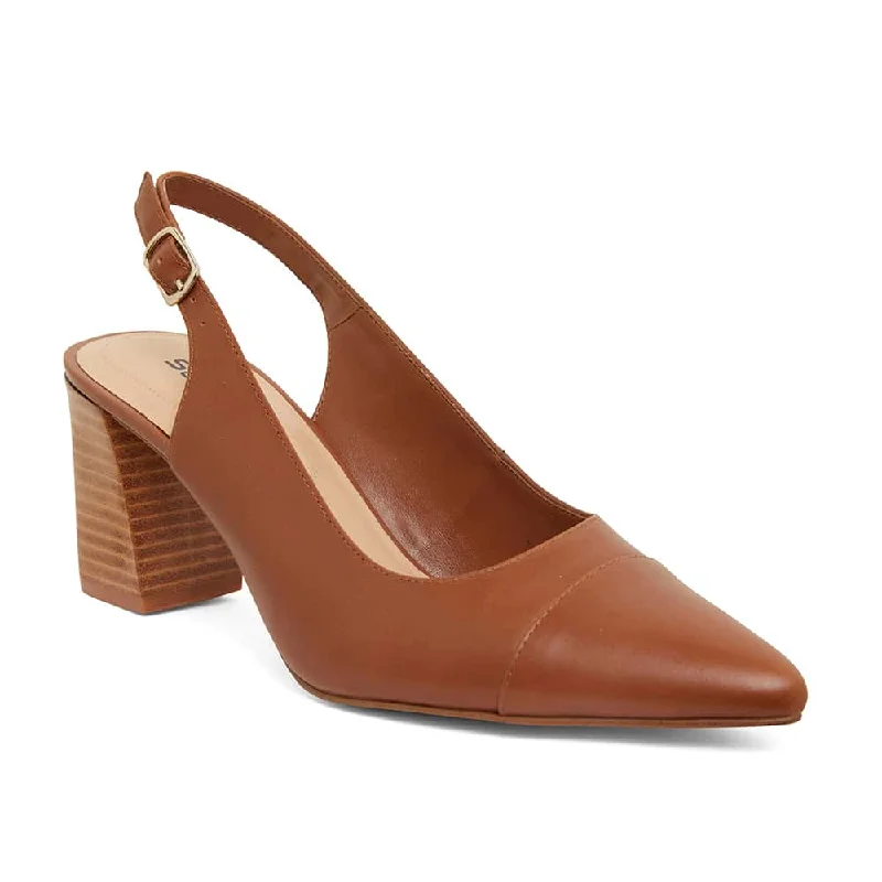 Kirsty Heel in Cognac Leather