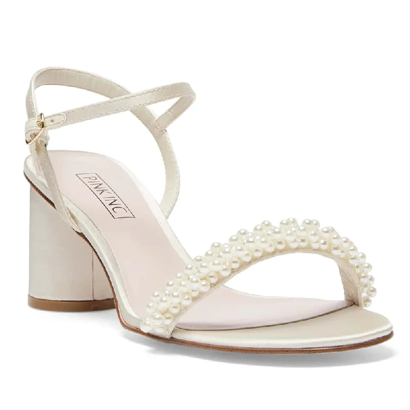 Stella Heel in Ivory Satin