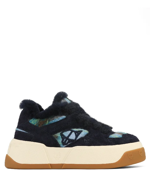 Crash Hairy Cow Suede/Wool Blue