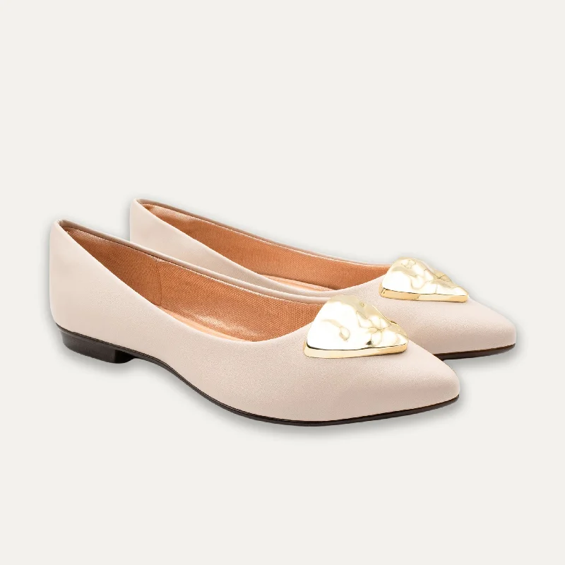 Elena Off White Pointed Toe Flats