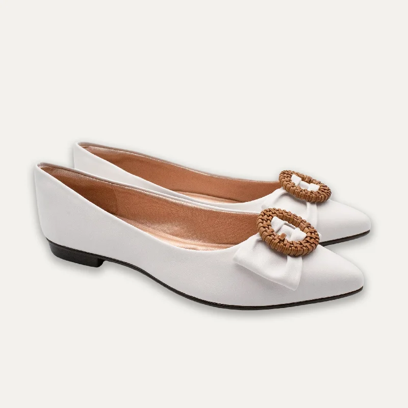 Tatiana White Pointed Toe Flats